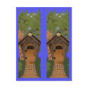 Fantasy Cottage and Cedar Trees Bookmarks Postcard by KirstenEdwards Fantasy Cottage and Cedar Trees Bookmarks Postcard