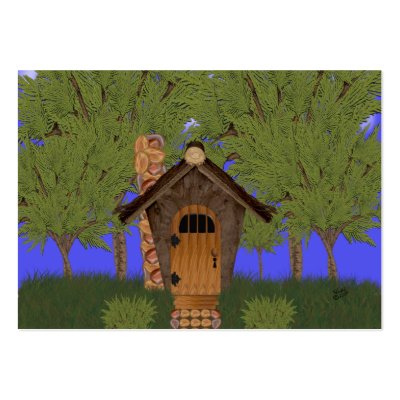 Fantasy Cottage with Cedar Trees Gift Tag Business Card by KirstenEdwards