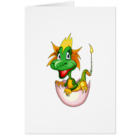 Fantasy Cute Baby Dragon Greeting Card