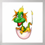 Fantasy Cute Baby Dragon Print