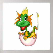 Fantasy Cute Baby Dragon Print
