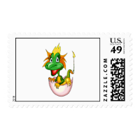 Fantasy Cute Baby Dragon Stamp