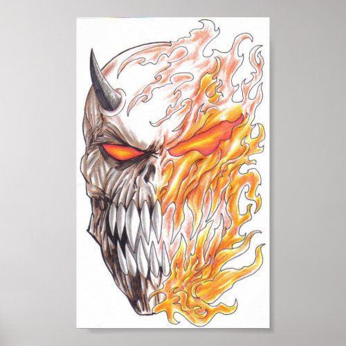 Fantasy Demonic Art Head Poster print