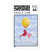Fantasy Dragon Art Postage Stamps - Up in the Air
