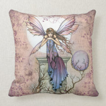 Fantasy Fairy Floral Design Throw Pillow