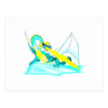 Fantasy Fire Breathing Teal Dragon Postcards