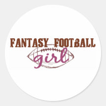 Fantasy Football Girl Round Sticker