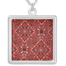 Fantasy Fun Red Skull Sterling Silver Necklace