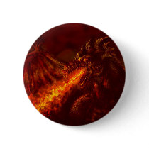 Fantasy Great Red Dragon Breathing Fire Pinback Button