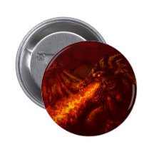 Fantasy Great Red Dragon Breathing Fire Pinback Button