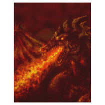 Fantasy Great Red Dragon Breathing Fire Flyer Design