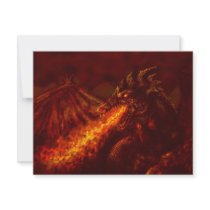 Fantasy Great Red Dragon Breathing Fire Invitation