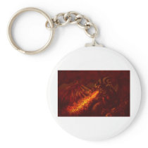 Fantasy Great Red Dragon Breathing Fire Keychain