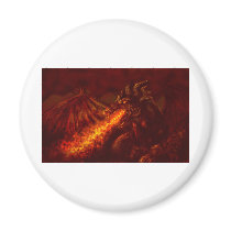 Fantasy Great Red Dragon Breathing Fire Magnet