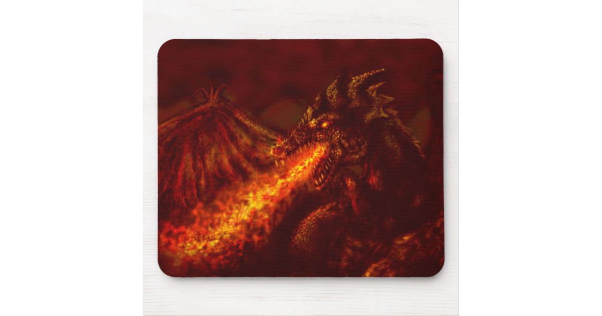 great red dragon breathing fire mouse pad zazzle create your own party invitations