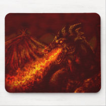 Fantasy Great Red Dragon Breathing Fire Mouse Pad