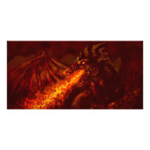 Fantasy Great Red Dragon Breathing Fire Photo Greeting Card