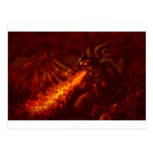 Fantasy Great Red Dragon Breathing Fire Post Card