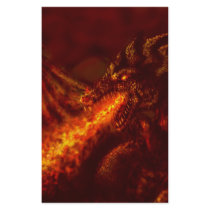 Fantasy Great Red Dragon Breathing Fire Stationery Paper