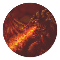 Fantasy Great Red Dragon Breathing Fire Sticker