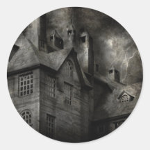 Fantasy - Haunted - It was a dark and stormy night Round Stickers