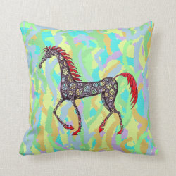Fantasy horse pen ink drawing pillow design