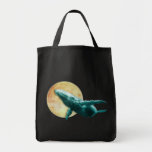 Fantasy Humpback Whale Flying to The Moon Tote Tote Bags