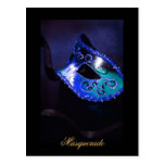 Fantasy Masquerade Mask BLue Fine Art Postcard