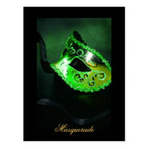 Fantasy Masquerade Mask Green Fine Art Postcard
