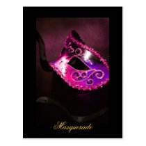 Fantasy Masquerade Mask Pink Fine Art Postcard