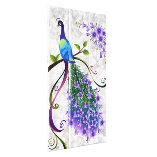 Fantasy Peacock 3 Panel wrappedcanvas