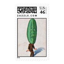 Fantasy Pickle Man Brown Suit Postage Stamp