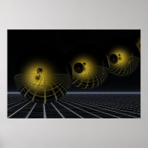 Fantasy poster Gold spheres and tree Landscape posters