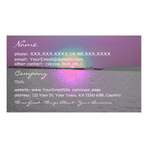 Fantasy Sunset (2)- business card template (front side)