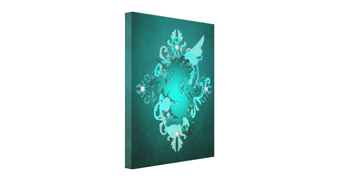 teal unicorn enchanting canvas print zazzle office party invites