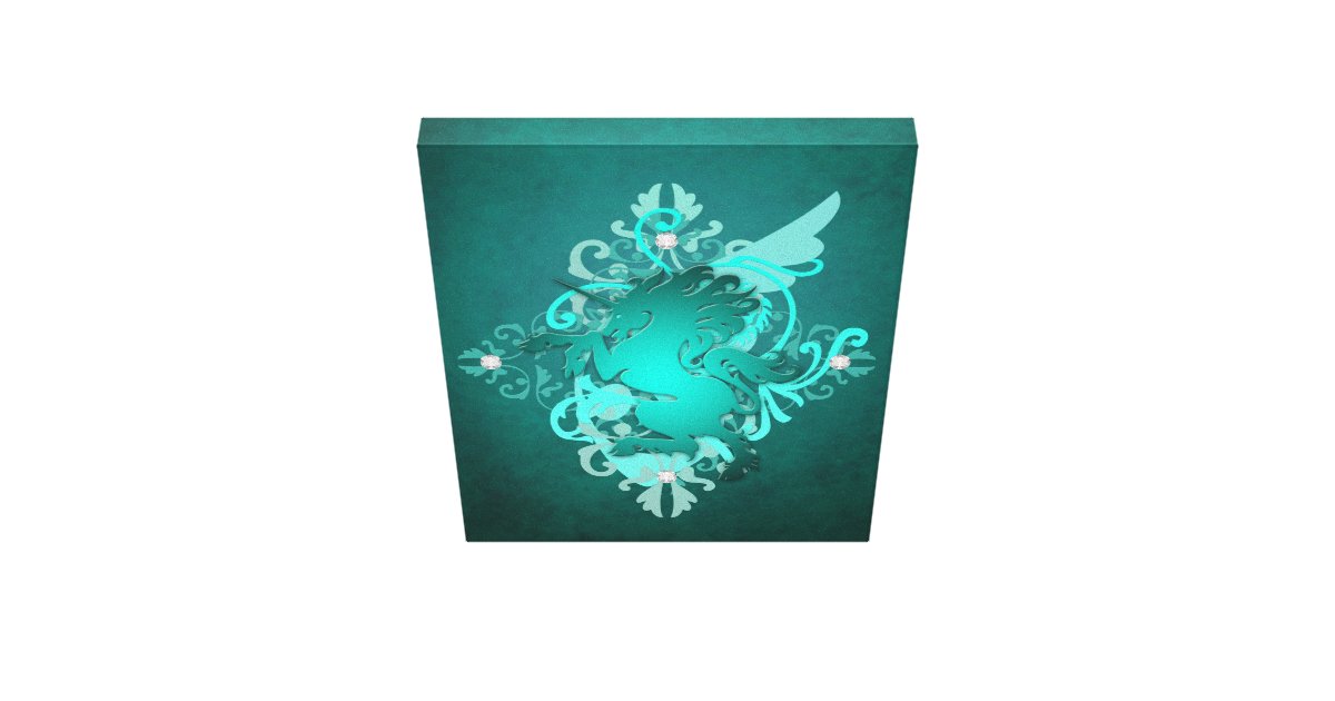 Fantasy Teal Unicorn Enchanting Canvas Print Zazzle