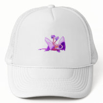 Fantasy three headed purple dragon trucker hats