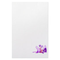 Fantasy three headed purple dragon stationery design