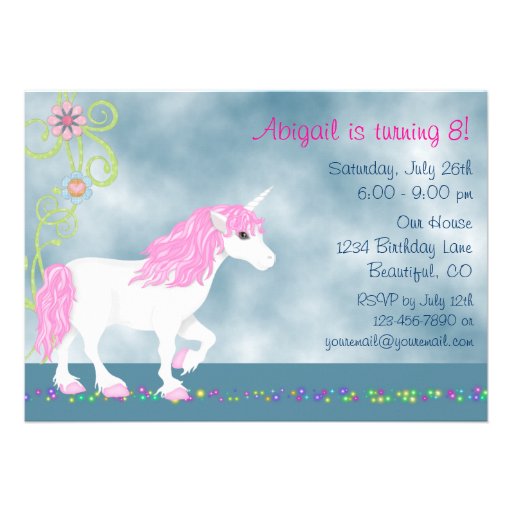 Fantasy Unicorn Birthday Invitation for Girls