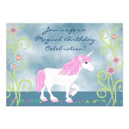 Fantasy Unicorn Birthday Invitation for Girls