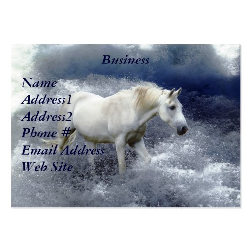 Fantasy White Horse & Ocean Surf Business Card (front side)