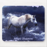 Fantasy White Horse &amp; Ocean Surf Gifts Mousepads