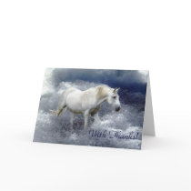 Fantasy White Horse & Ocean Surf Thank You Cards
