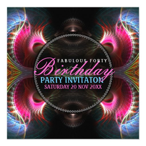 Fantasy Wings Fabulous 40 Event Party Invitation