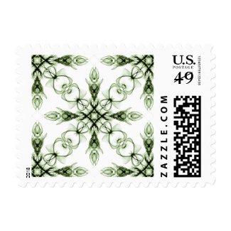 Fantasy Woodland Dark Green Fractal Art Postage Stamps
