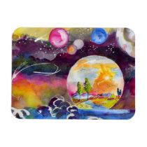 magnets, planets, fantasy, moon, stars, colorful, artsy, artful, futuristic, galaxies, watercolors, ginette, [[missing key: type_fuji_fleximagne]] with custom graphic design