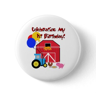 Farm 1st Birthday button
