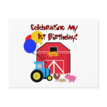 Farm 1st Birthday Tshirts and Gifts Postcards