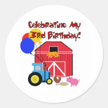 Farm 3rd Birthday Stickers