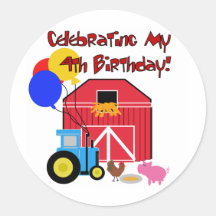 Farm 4th Birthday Tshirts and Gifts Sticker